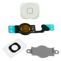 iPhone Uyumlu 5 Home Tuş Orta Tuş Film Flex Buton Set - Beyaz