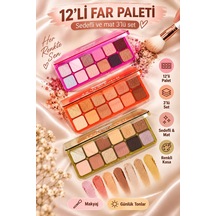 12 Li Sedefli Ve Mat Far Paleti - 3 Lü Set Çok Renkli