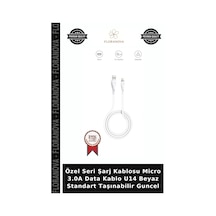 Özel Seri Şarj Kablosu Micro 3.0a Data Kablo U14 Beyaz Standart Taşınabilir Guncel