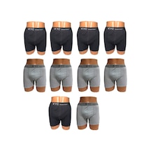 Kyc Shopping 10 Adet Siyah-gri Karışık Renk Pamuklu Likralı Penye Esnek Kumaş Boxer Siyah - Gri