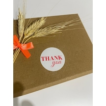 Thank You Kırmızı Yazılı Yuvarlak Yapışkanlı Etiket 5x5 Cm 100 Adet