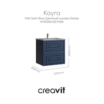 Creavit Kayra Mat Safir Blue Çekmeceli Lavabo Dolabı 60 Cm Antrasit