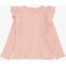 Breeze Kız Çocuk Uzun Kollu Bluz Güpür Çiçek Nakışlı 3-7 Yaş, Pembe-pembe Pembe