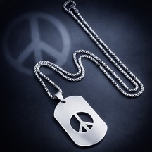 Künye Tasarım Paslanmaz Çelik Peace Sembol Kolye /barış Kolye Gümüş