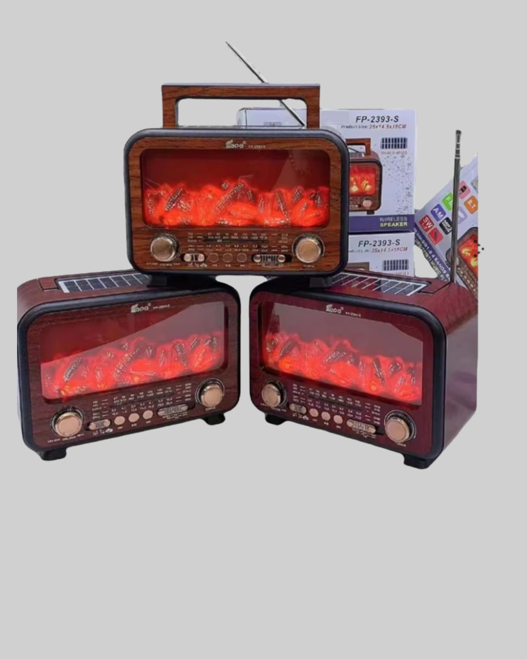 Şömine Alev Işıklı Solar Bluetooth Hoparlör 7w Güçlü Ses, Fm Radyo