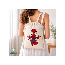 Ghostbastır Design Spiderman Büzgülü Keten Çanta C286 Bej
