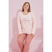 Siyah İnci Pamuklu Curve Büyük Beden Battal Boy Örme Pijama Takım24240735 Somon