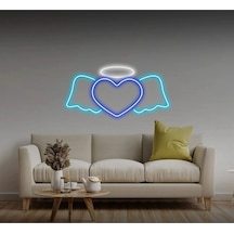 Kalpli Kanat Şekilli Neon Tabela Mavi
