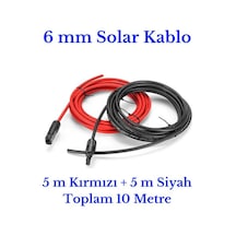 6 mm Mc4 Soketli 10 Metre (5m+5m) Güneş Paneli Solar Kablo