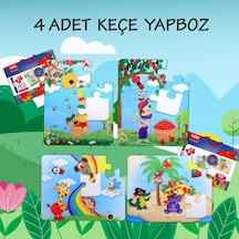 4 Set 48 Parça Tox Gökkuşağı Ve Elmacı Ayı 3+ Keçe Yapboz 3 Y