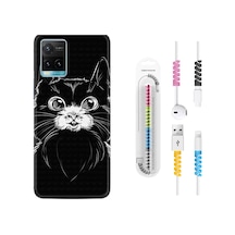 Vivo Y33S Kılıf Kablo Koruyuculu Komik Kedi 1863