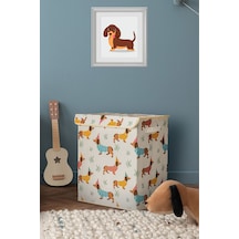 Sausage Dog Çok Amaçlı Kapaklı Oyuncak Çamaşır Saklama Kutusu Katlanır Düzenleyici 30x40x50
