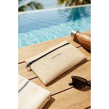 Ocean Home Textile Termal Astarlı Jüt Keten Makyaj Çantası 22 X 14 Cm