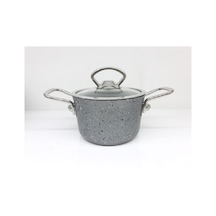 Oms Granit 16x8,5 Cm Mini Tencere Cam Kapaklı 3111gri Diğer