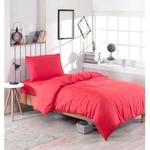 Tek Kişilik Lastikli Kırmızı Nevresim Takımı-160X220