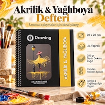 Akrilik & Yağlı Boya Defteri 250 Gr 20x20 Cm Derin Dokulu 24 Yaprak 48 Sayfa