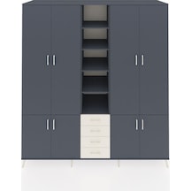 Kronos Dolap 17 Raflı 4 Çekmeceli 8 Kapaklı 220x59x243 Antrasit-antrasit/aytaşı Antrasıt/aytası - Antrasıt