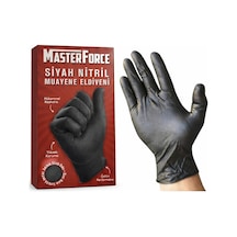 Masterforce Siyah Nitril Eldiven 50'li Pudrasız, Ekstra Kalın Ve Dayanıklı Balıksırtı Dokulu, Lateks İçermez, Çift Ele Uygun Profesyonel Eldiven