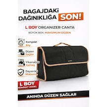 Oto Bagaj Organizer Bagaj Çantası L Boy Kaymaz Cırt Bantlı Velur Kompakt Düzenleyici - Vlx6
