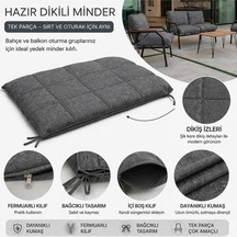 Bahçe & Balkon Koltuk Minderi 55x95 Sırt Ve Oturak Uyumlu Tek Parça Minder Gri
