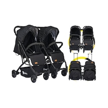 4 Baby Black İkiz Bebek Arabası Drone Sky Kabin Sistem