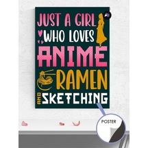 Just A Girl Ramen Motto Manga Anime Poster - Afiş - Dekoratif Duvar Posteri