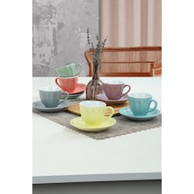 Keramika Soft Mix Badem Çay Takımı 12 Parça 6 Kişilik