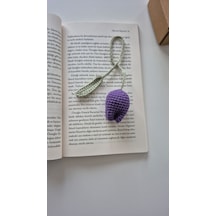 Mor Lale Örgü Kitap Ayracı Amigurumi Hediyelik