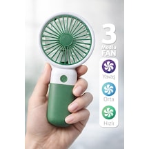 Standlı 3 Mod Şarjlı El Fanı 5 Kademe Seyahat Masaüstü Vantilatör Taşınabilir Mini Fan Yeşil F139