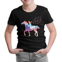 A Girl Free As Horses And Birds Siyah Çocuk Tshirt 001