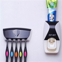 Yeşil Otomatik Tembel Diş Macunu Dispenseri 5 Diş Fırçası Tutucu Sıkacağı Banyo Raf Aksesuarları Yeşil