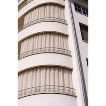Lüks 1.sınıf Su Geçirmez Düz Bej Renk Balkon Perdesi Üst Kornişli Yan Ve Alt Bağcıklı Bej - Krem