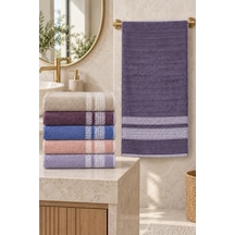 Çift Şerit Desenli Renkli Havlu 50x90 Cm 6 Lı Set - Çok Renkli