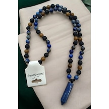 Lapis Lazulli Taşı Lav Taşı Hemait Taşı Venge Kolye 65 Cm Doğal Taş Kolye 65 Cm Renkli Renkli
