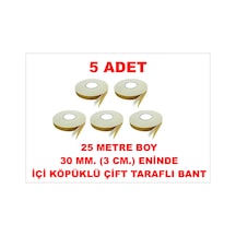 Çift Taraflı İçi Köpüklü Sarı Bant 25 M. Uzunlukta 30 Mm-3 Cm Ebatında 5 Adet