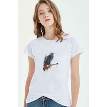 Slash Gitar Metal Rock Music T Baskılı Beyaz Kadın Tshirt