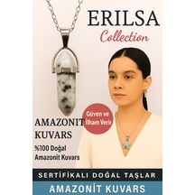 Sertifikalı Çivi Model Amazonit Kuvars Doğal Taş Kolye Güven Ve İlham Verir Mavi