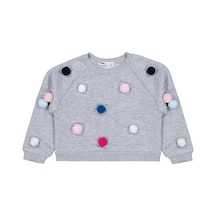Civil Girls Ponpon Aksesuarlı 2-5 Yaş Sweatshirt - Gri Grimelanj