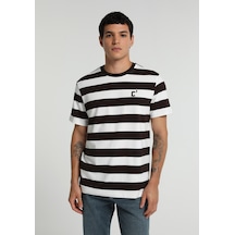 Colin's Colins Regular Fit Yuvarlak Yaka Çizgili Erkek Kahverengi Kısa Kol Tişört Cl1083024 Q1.v1 Brw