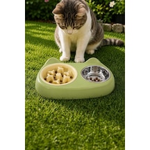 Çelik 360 Ml Plastik Yeşil Kaymaz Taban Yavaş Yeme Kedi Köpek Mama Ve Su Kabı Mt284ys