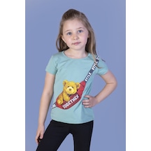 Toontoy Kids Toontoy Kız Çocuk Çanta Baskılı Tişört Yeşil