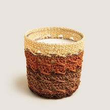 Boho Chic Tığ İşi Kokulu Mum 12x13 Cm Natural