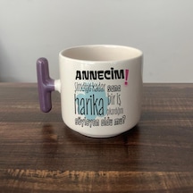 Annecim Şimdiye Kadar Sana Harika Baskılı Mor Kulplu T Kupa