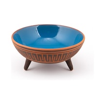 Dekoratif Sunum Kasesi, Seramik Ayaklı Sunum Kasesi, Servis Kasesi, Servis Tabağı, Kase, Tabak Mavi, 20 Cm