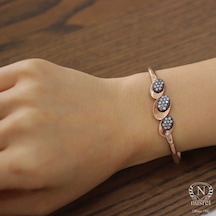 Nusret 925 Ayar Rose Gümüş Üçlü Oval Desenli Bilezik