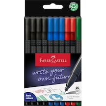Ayrex Faber-castell Grip Finepen İnce Keçe Uçlu Kalem Seti, 10'lu, Ofis Ve Günlük Kullanım, 0.4 Mm Hassas Uç, Met