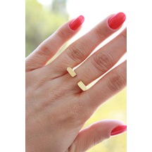Niki Aksesuar Mini Kare Önden Ayarlamalı Yüzük - Gold Altın