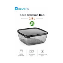 Kare Saklama Kabı 2,5 Litre 21x21x8,5 Cm Füme Şeffaf Siyah Kapaklı Bpa İçermez