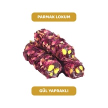 Gül Yaprağı Kaplı Antep Fıstıklı Gül Aromalı Parmak Fitil Lokum 250 Gr
