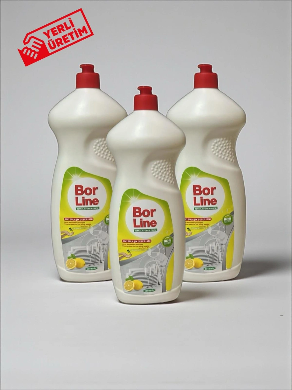 Borline 3 Adet 1350 Ml Limon Özlü Sıvı Bulaşık Yıkama Deterjanı